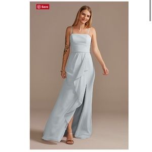 David’s Bridal Spaghetti Strap Dress With Cascade